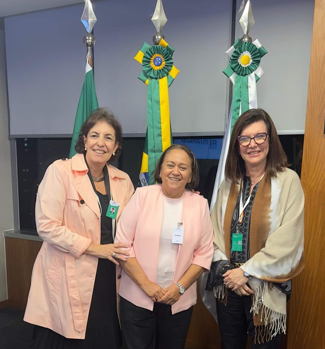 Da esquerda para a direita: a diretora de Exploração e Produção da Petrobras, Sylvia Anjos, a governadora do RN, Fátima Bezerra, e a presidente da Petrobras, Magda Chambriard